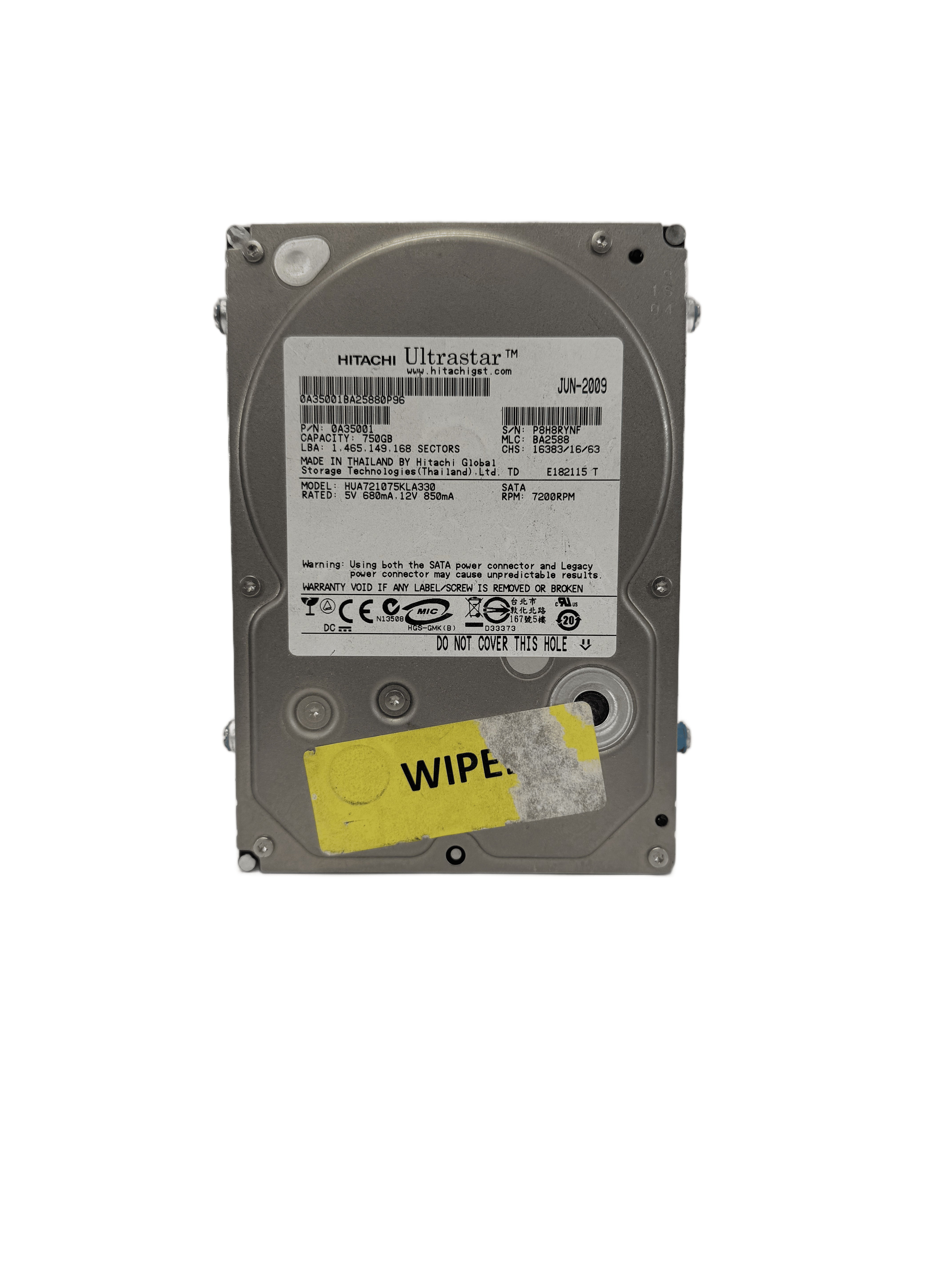 Hitachi 750GB SATA Hard Drive — For Parts / Not Working — photo 1