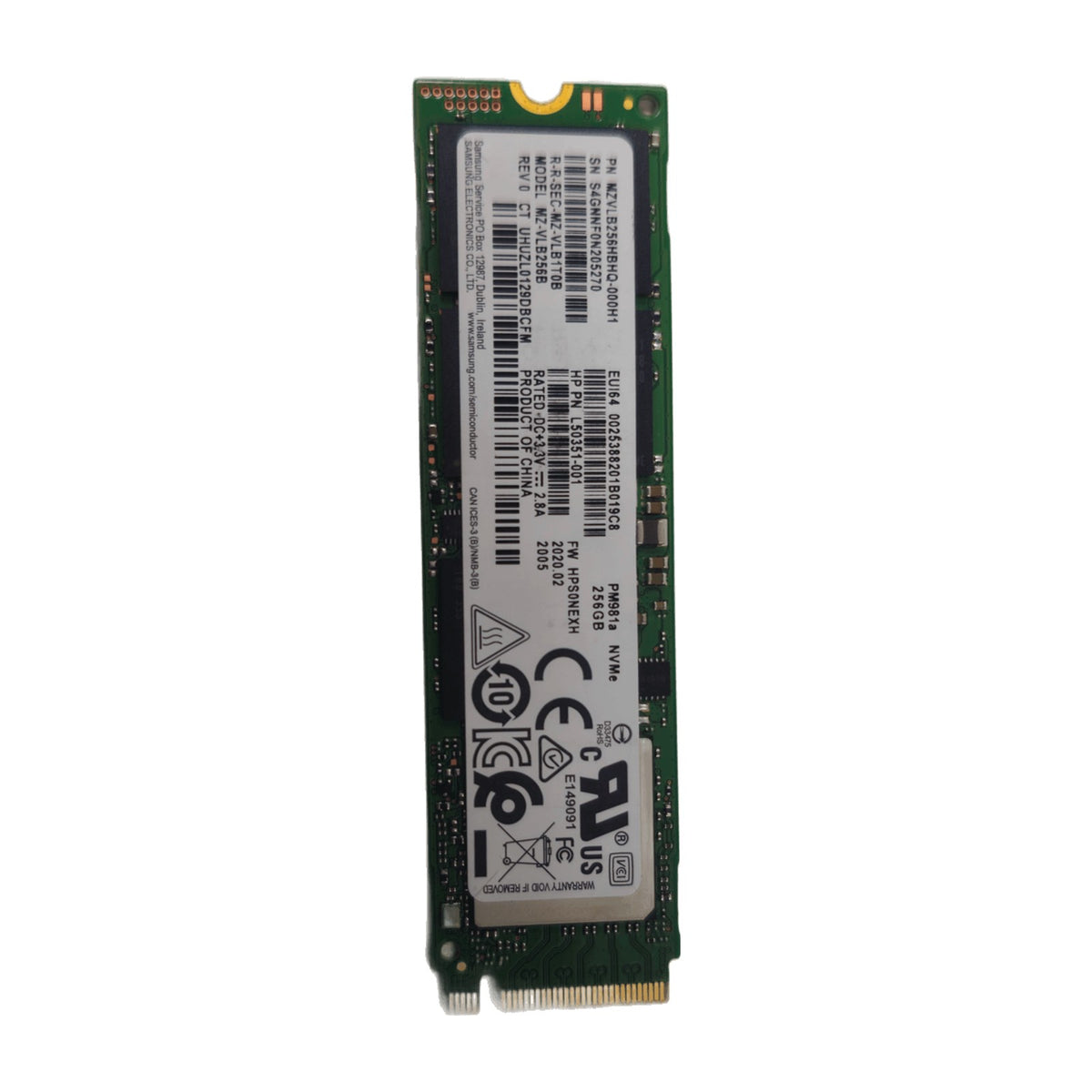 Samsung PM981a 256GB M.2 PCIe Gen3x4 NVMe SSD — Used, Working — photo 1