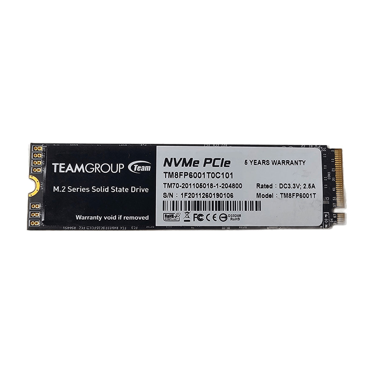 TEAMGROUP MP33 1TB NVMe M.2 2280 SSD (TM8FP6001T, PCIe Gen3) — Used, Working — photo 1
