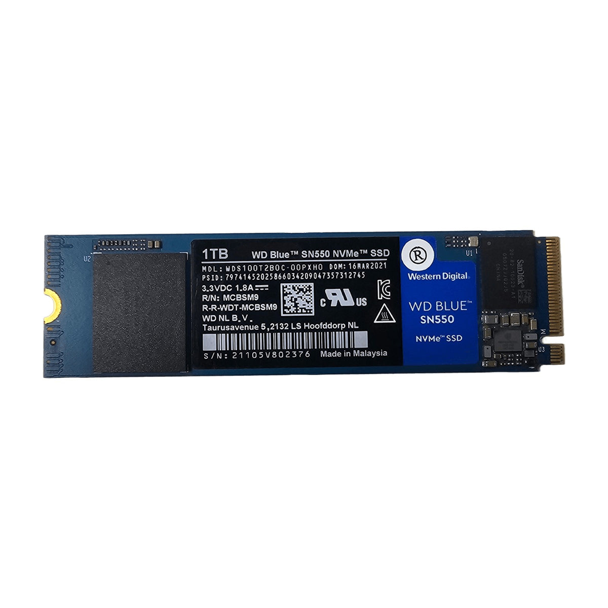 WD Blue SN550 1TB NVMe M.2 2280 SSD (WDS100T2B0C) — Used, Working — additional unit photo
