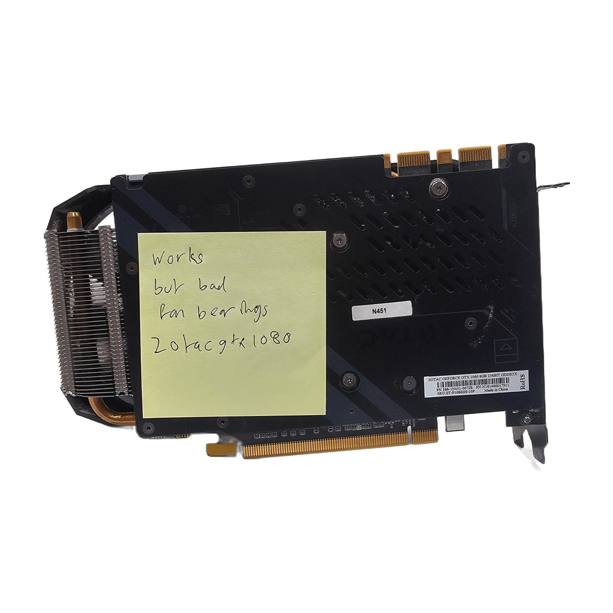 ZOTAC GeForce GTX 1080 Mini 8GB GDDR5X Graphics Card (ZT-P10800H-10P) — Used, Works (Fan Bearings Worn) — photo 2