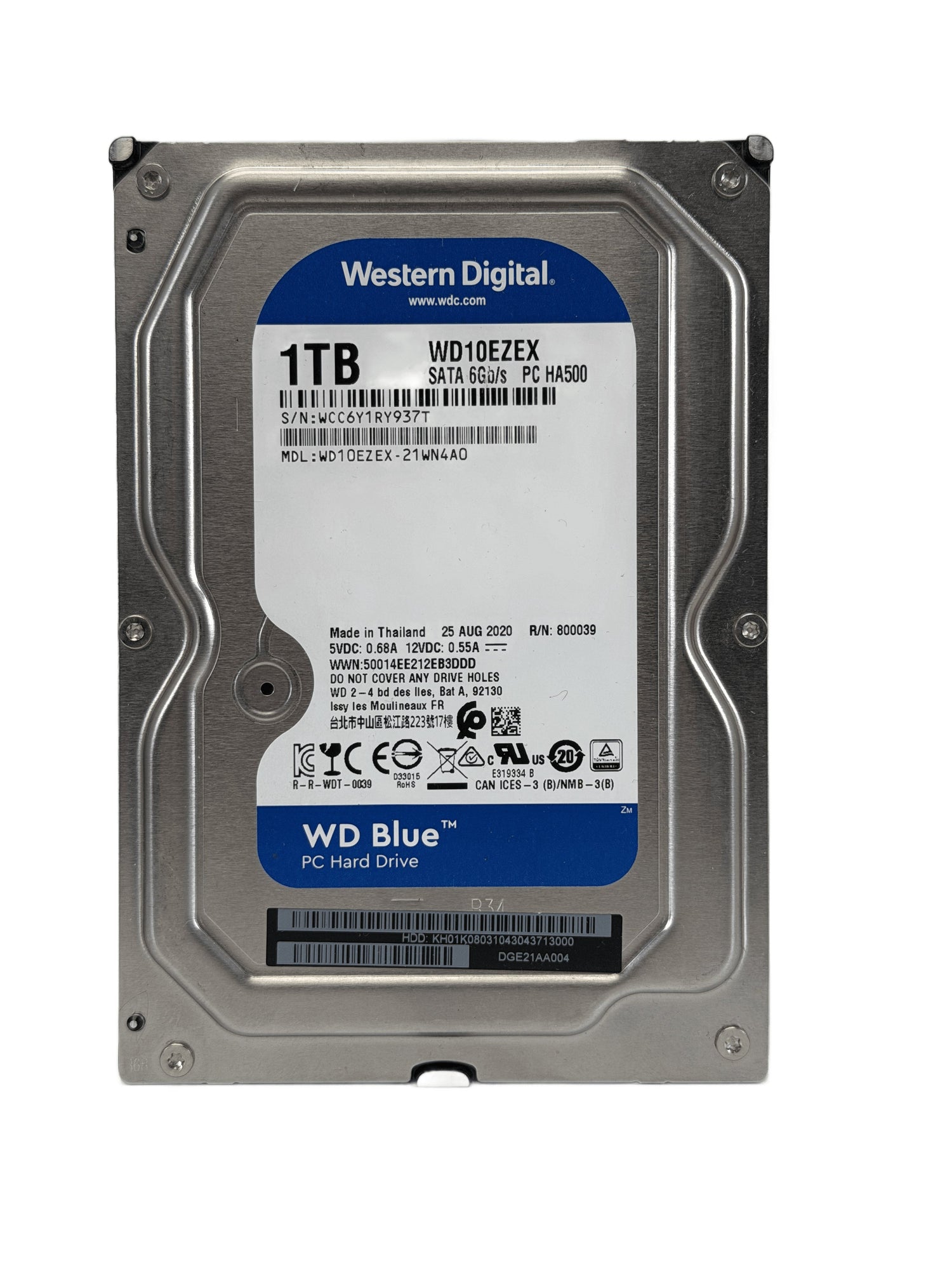 WD Blue 1TB 3.5" SATA Hard Drive — Used, Working