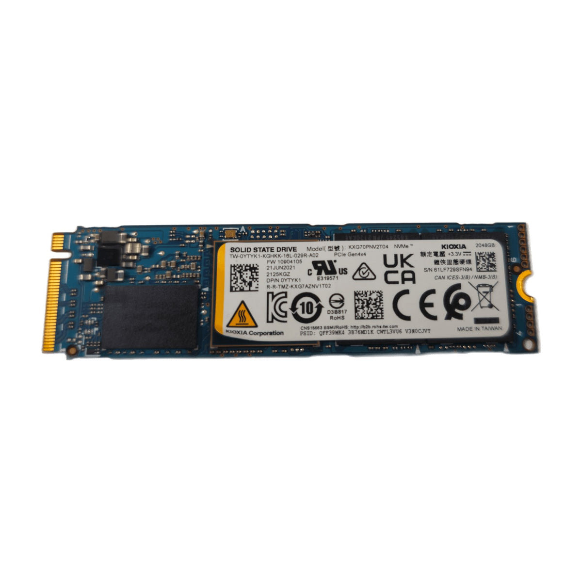 Kioxia XG7 Series 2TB NVMe M.2 2280 SSD (PCIe Gen4 x4) — Used, Working — photo 1