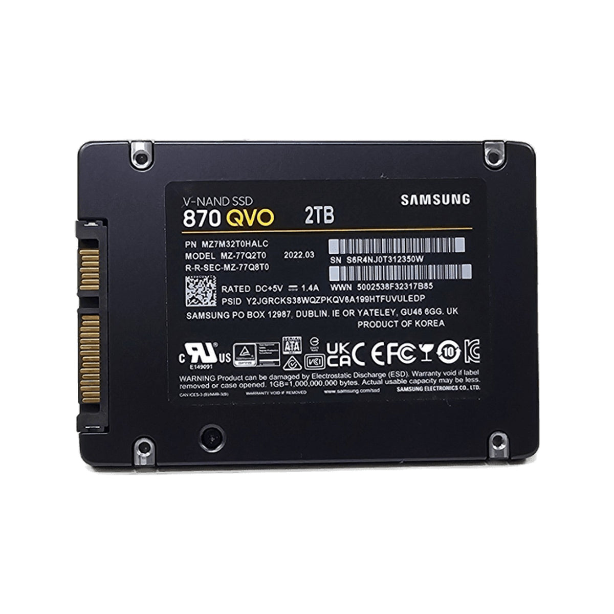 Samsung 870 QVO 2TB 2.5" SATA III SSD (MZ-77Q2T0) — Used, Working — photo 1