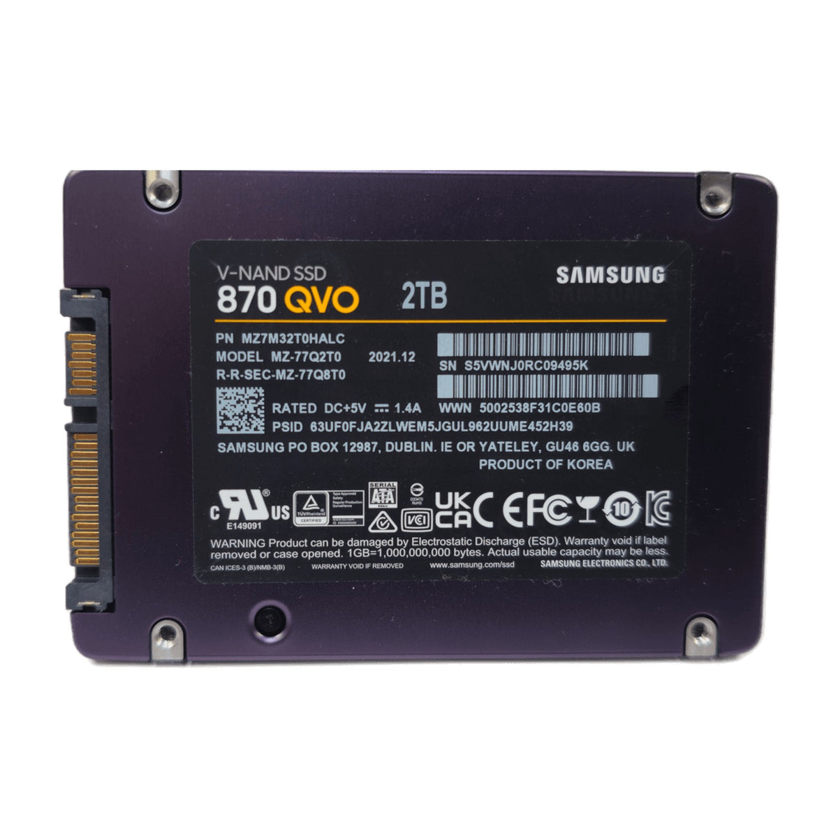 Samsung 870 QVO 2TB 2.5" SATA III SSD (MZ-77Q2T0) — Used, Working — photo 4