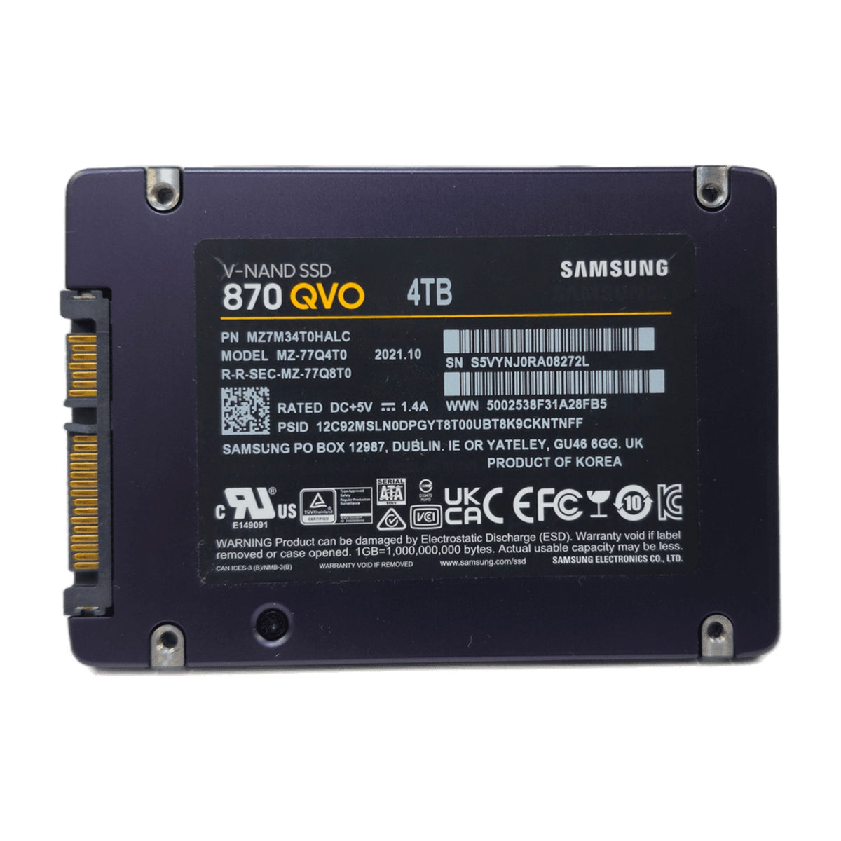 Samsung 870 QVO 4TB 2.5" SATA III SSD (MZ-77Q4T0) — Used, Working — photo 1
