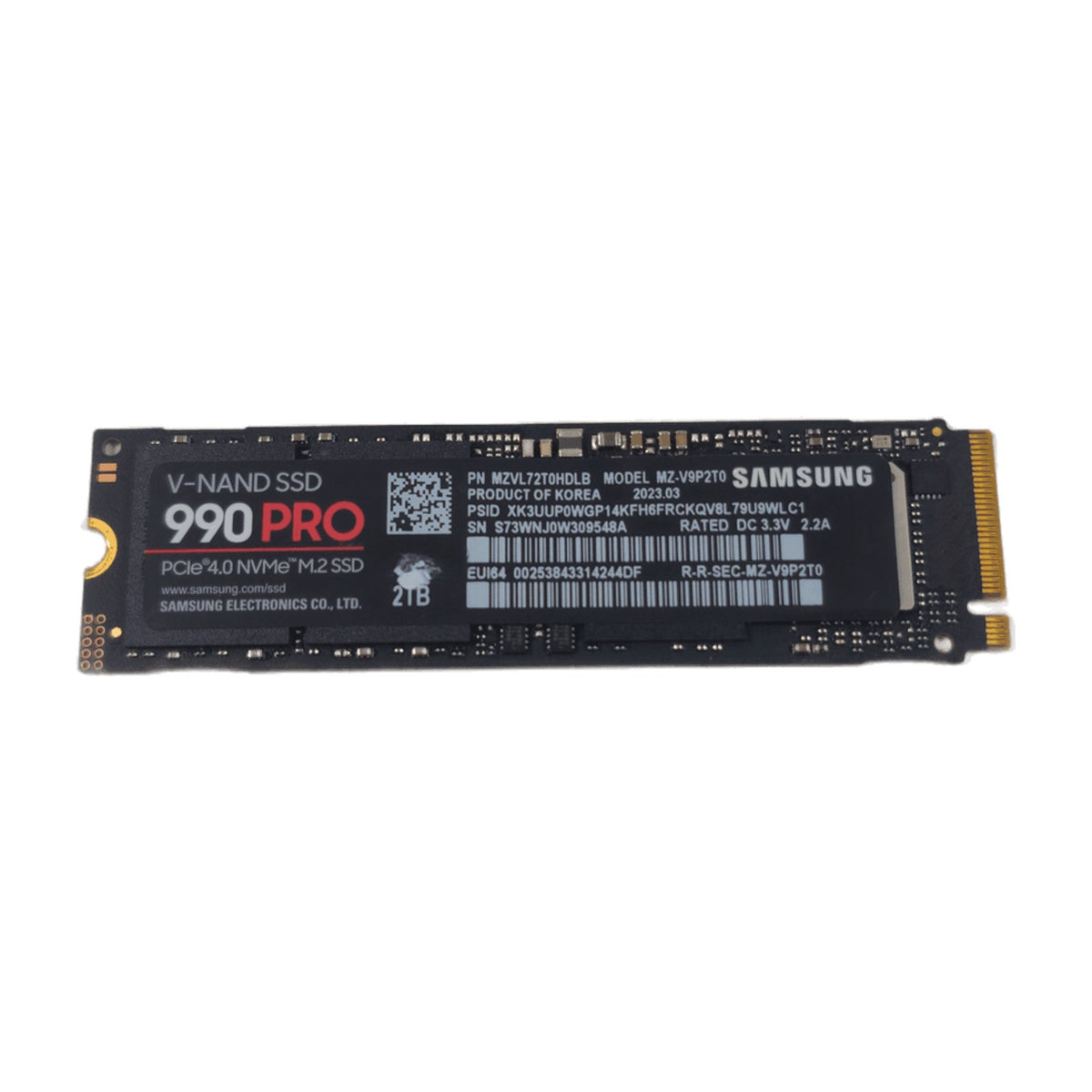 Samsung 990 Pro 2TB NVMe M.2 2280 SSD (MZ-V9P2T0, PCIe Gen4) — Used, Working — additional unit photo