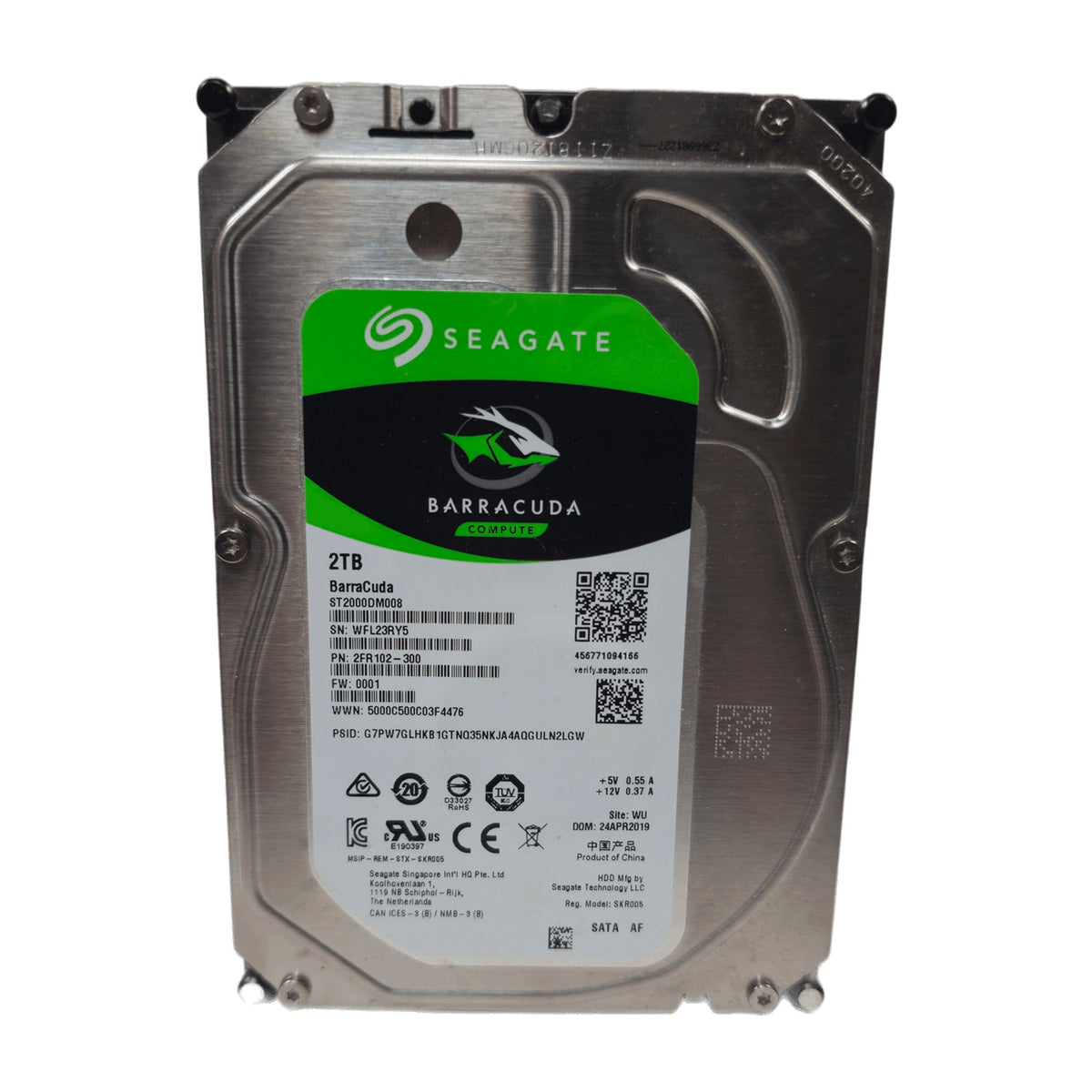 Seagate Barracuda Compute 2TB 3.5" SATA Hard Drive (ST2000DM008) — Used, Working — photo 1