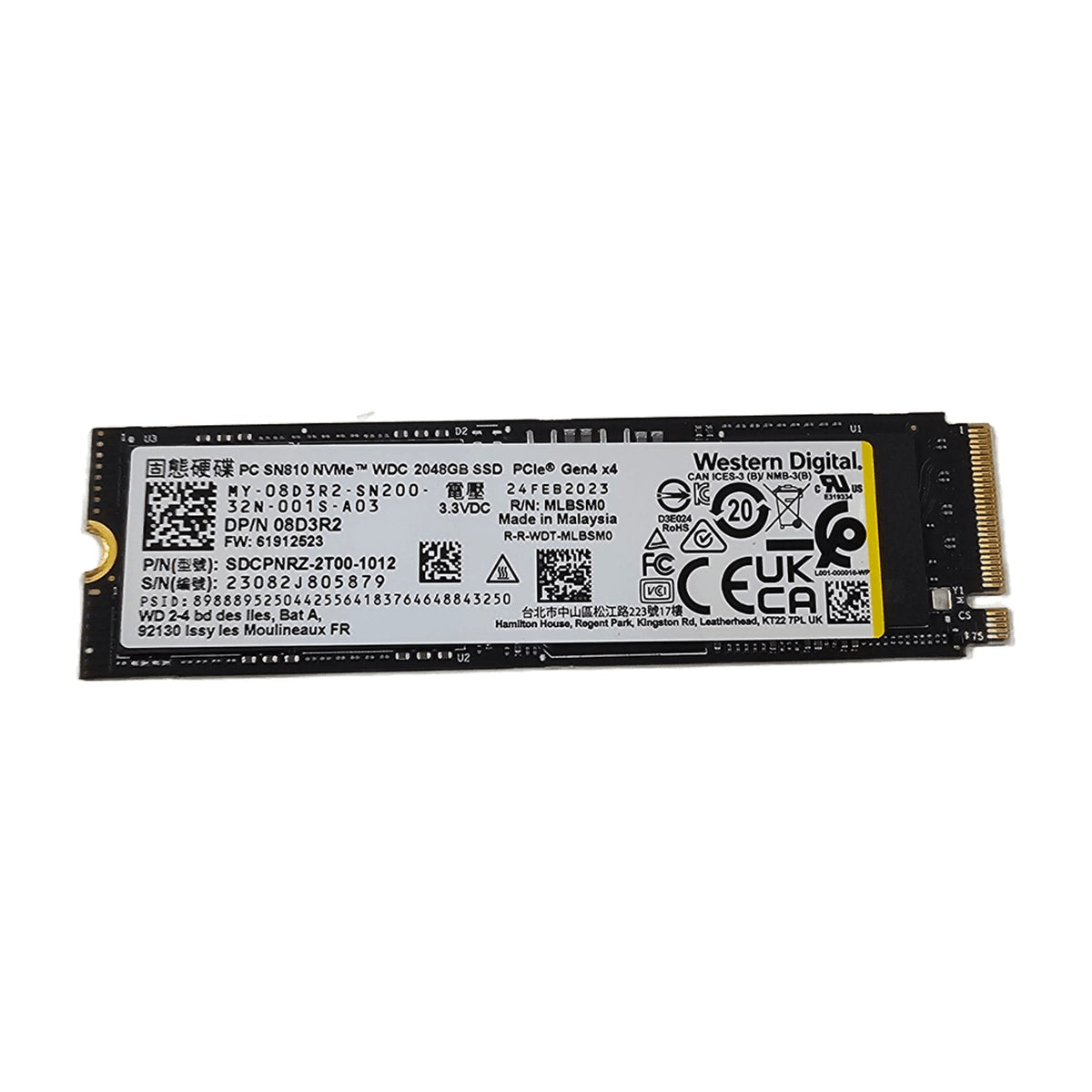 WD PC SN810 2TB NVMe M.2 2280 SSD (SDCPNRZ-2T00, PCIe Gen4) — Used, Working — photo 2